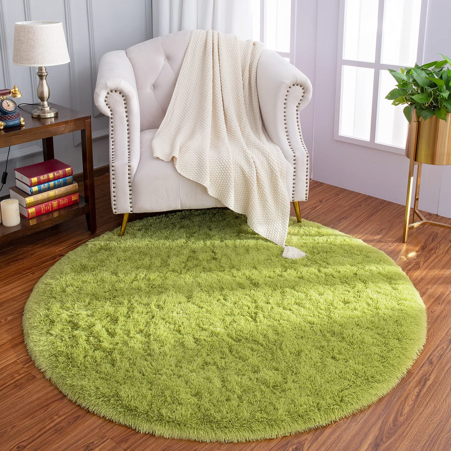 Luxury Round Fluffy Area Rugs 4x4 Feet Super Soft Circle Rug | Egoodhome™