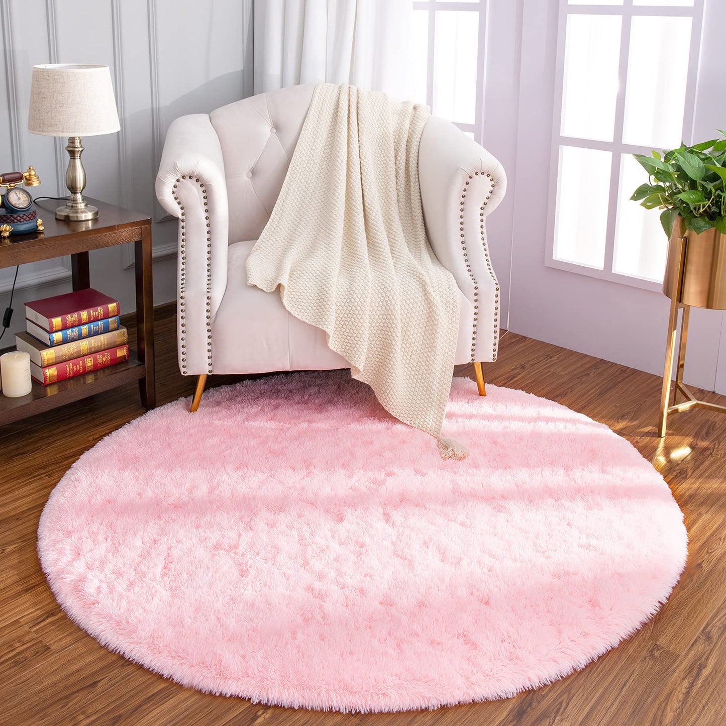 Luxury Round Fluffy Area Rugs 4x4 Feet Super Soft Circle Rug | Egoodhome™