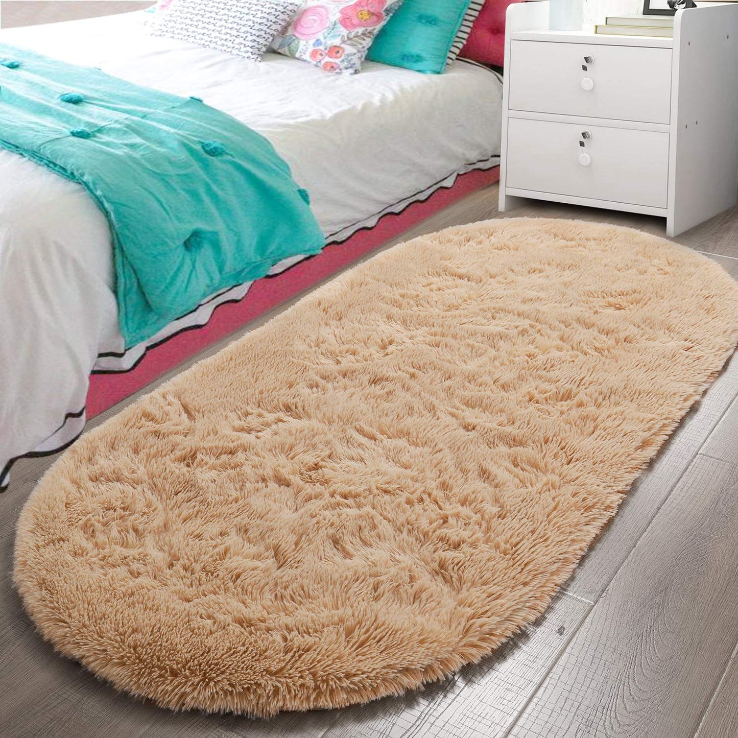 Fluffy Carpet Soft Bedroom Rug Elliptic Modern Shaggy Area Rugs | Egoodhome™