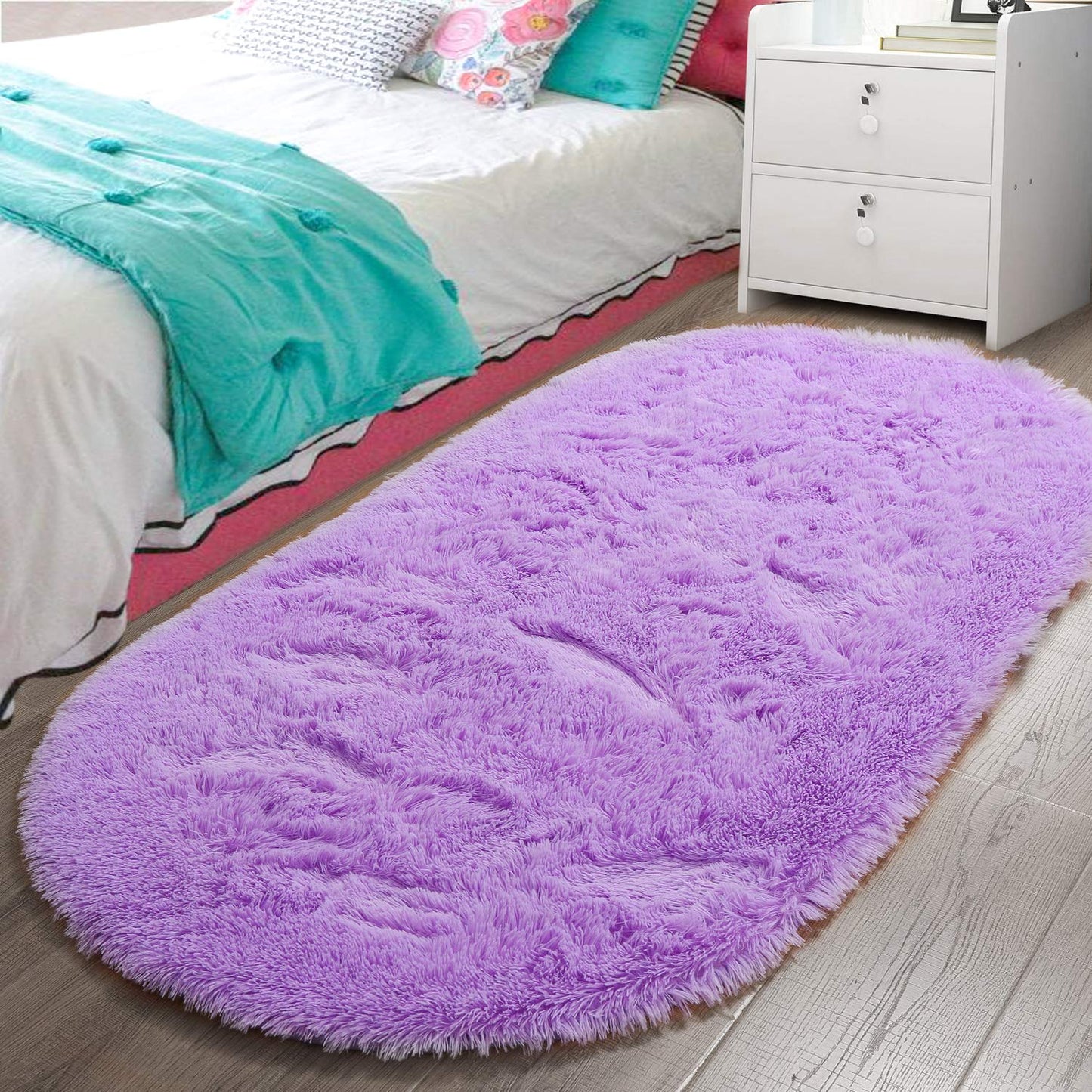 Fluffy Carpet Soft Bedroom Rug Elliptic Modern Shaggy Area Rugs | Egoodhome™