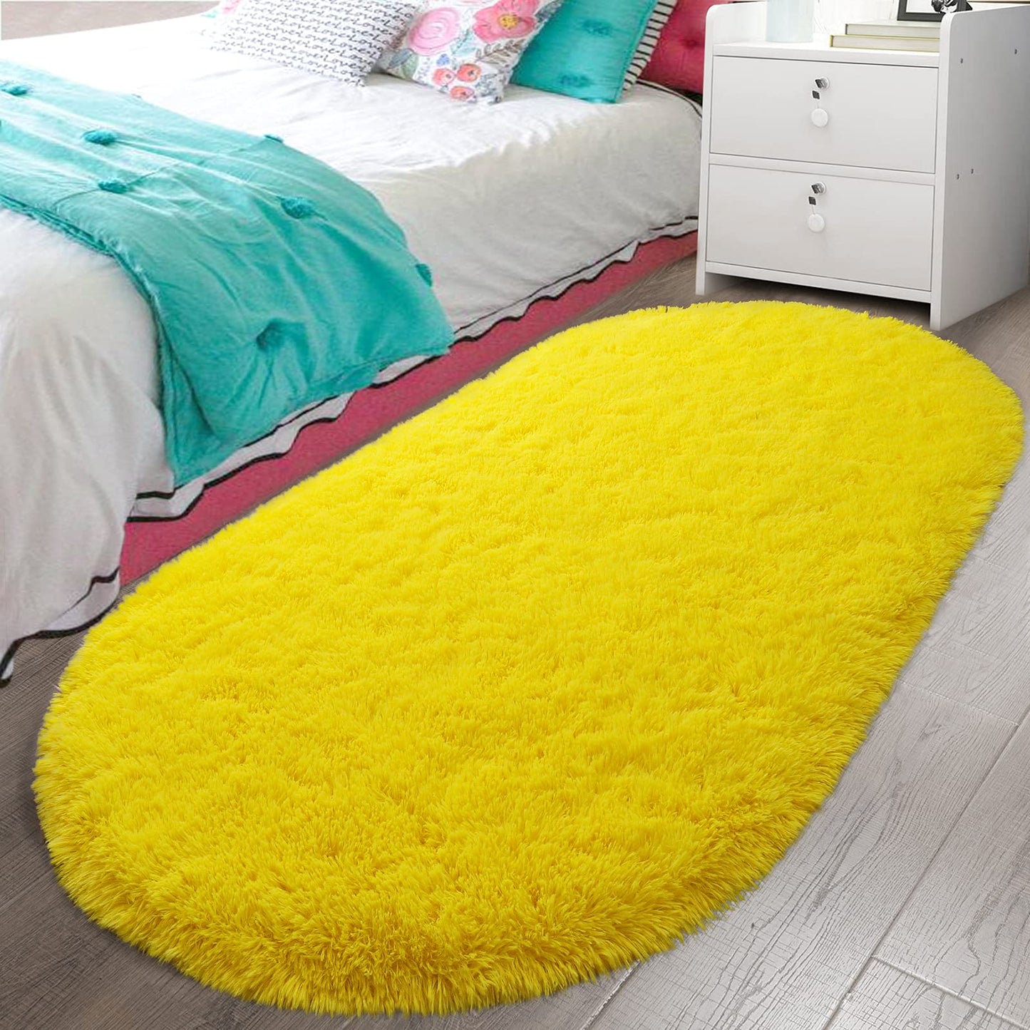 Fluffy Carpet Soft Bedroom Rug Elliptic Modern Shaggy Area Rugs | Egoodhome™