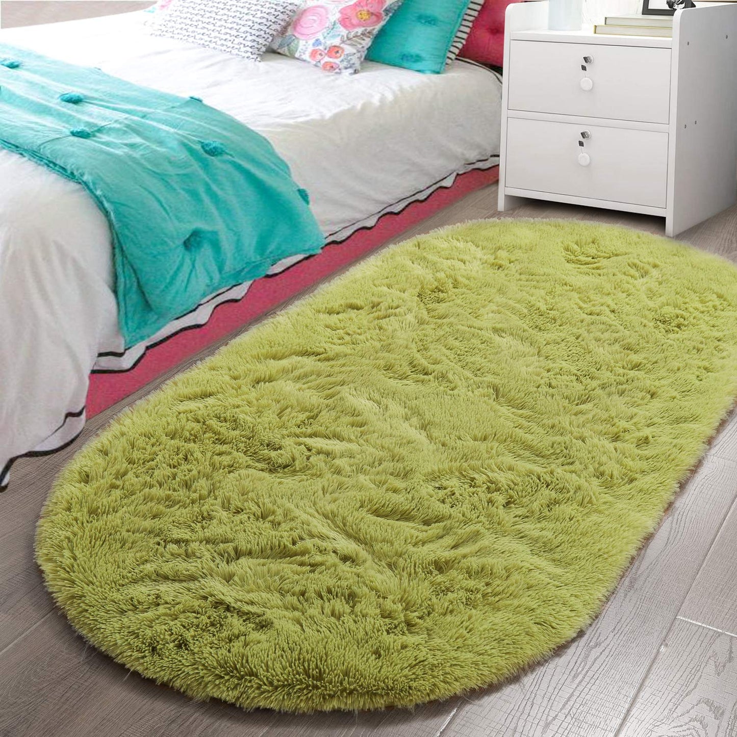Fluffy Carpet Soft Bedroom Rug Elliptic Modern Shaggy Area Rugs | Egoodhome™