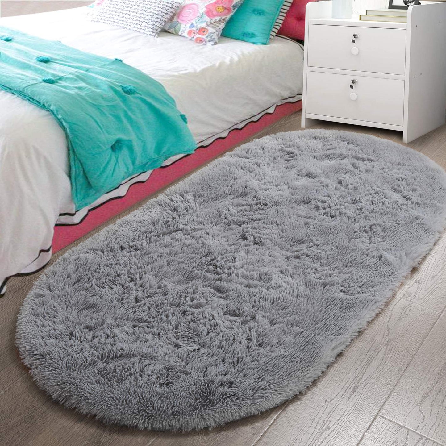 Fluffy Carpet Soft Bedroom Rug Elliptic Modern Shaggy Area Rugs | Egoodhome™