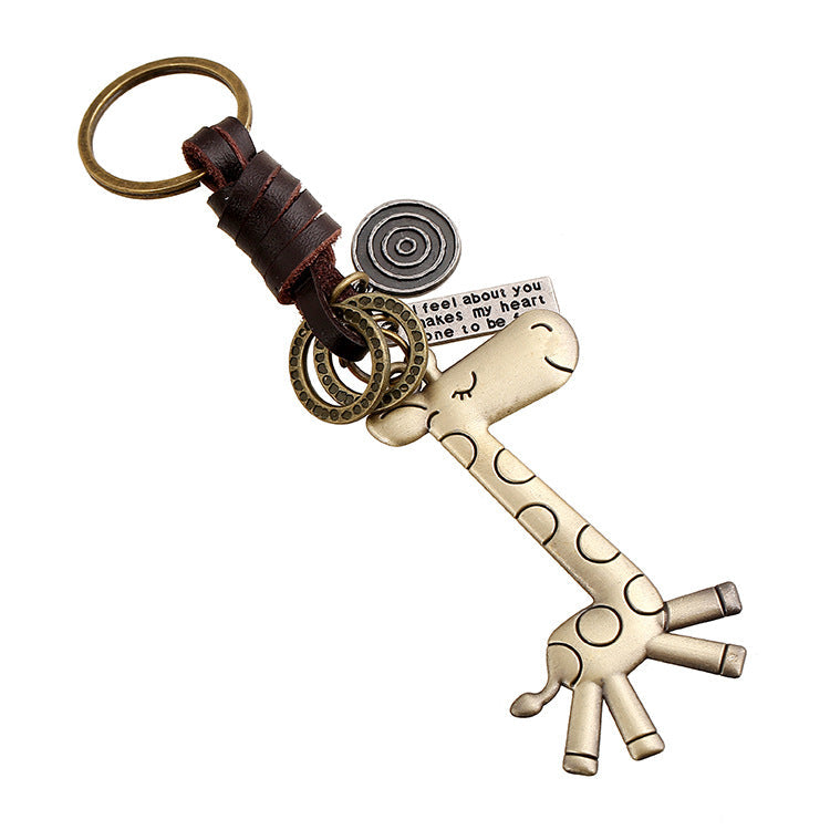 Retro Keychain Cute Giraffe Keychain Creative Small Gift Pendant