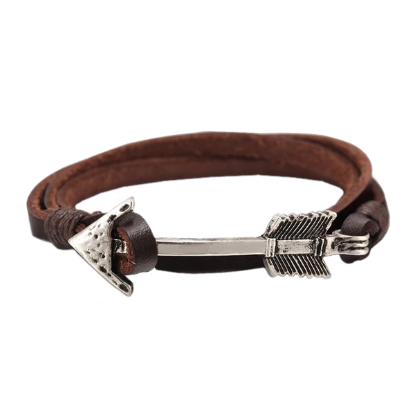 Arrow Charm Men's Leather Bracelet