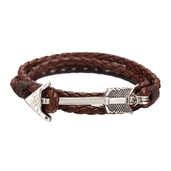 Arrow Charm Men's Leather Bracelet