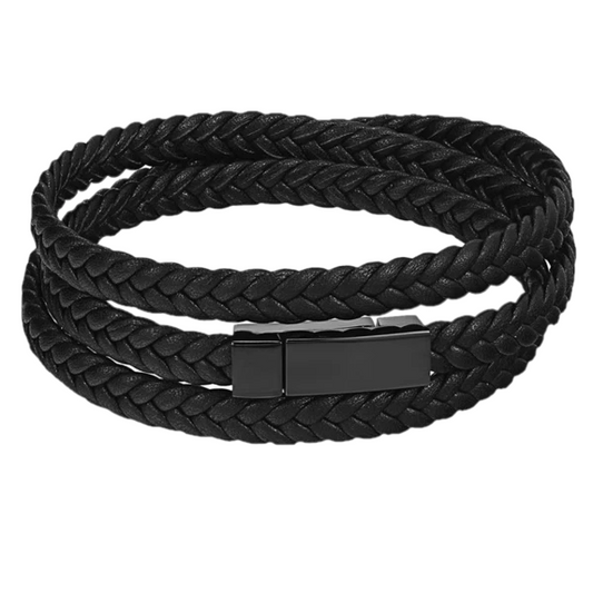 Black Leather Wrap Bracelet