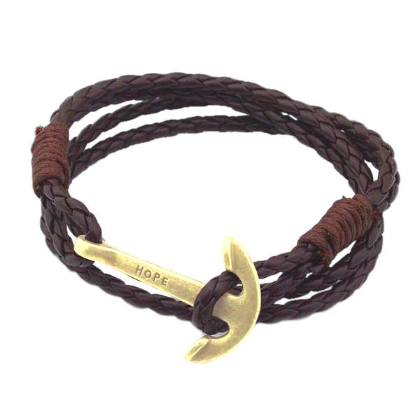 Leather Anchor Bracelet