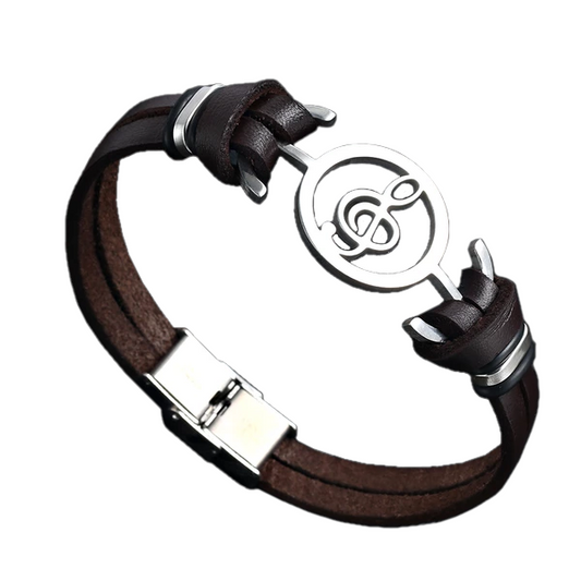 Music Charm Men's Leather Bracelet