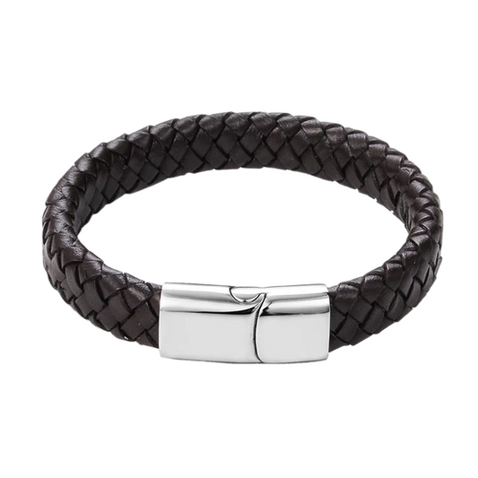 Black Braided Punk Men's Leather Bracelet