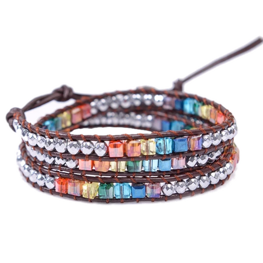 Chakra Jewels Handmade Leather Wrap Bracelet