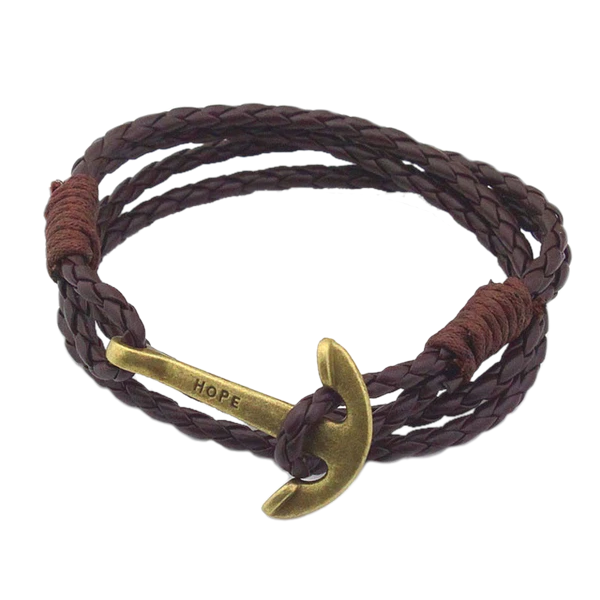 Leather Anchor Bracelet