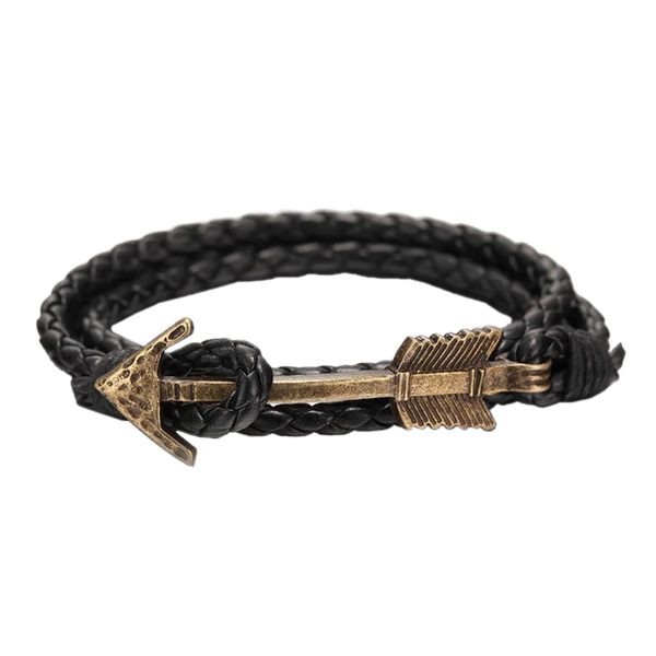 Arrow Charm Men's Leather Bracelet