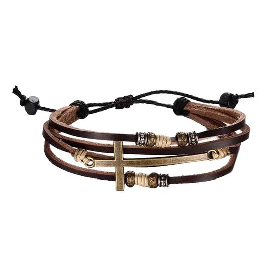 Genuine Real Leather - Cross Bracelets