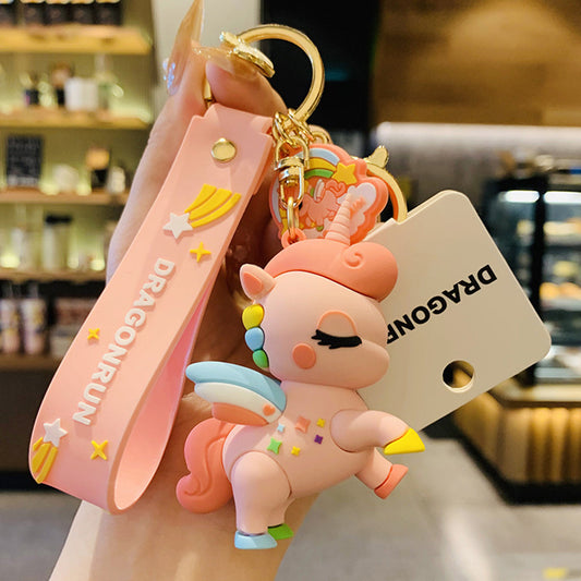 Cute Keychain Charms Cartoon Unicorn Bag Keychains Car Key Ring for Women Men