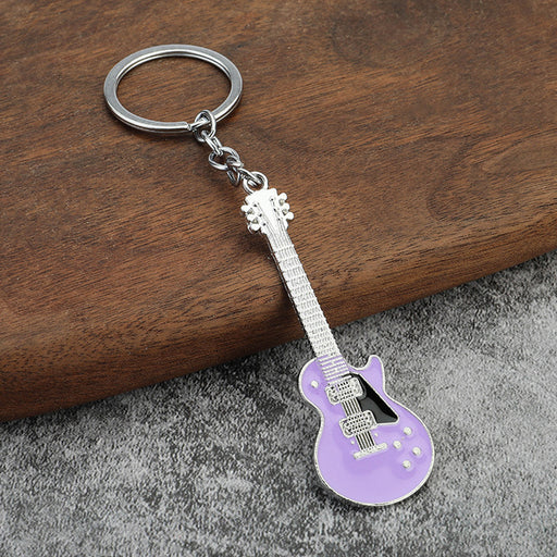 Creative Musical Instrument Pendant Metal Paint Guitar Keychain Bag Pendant