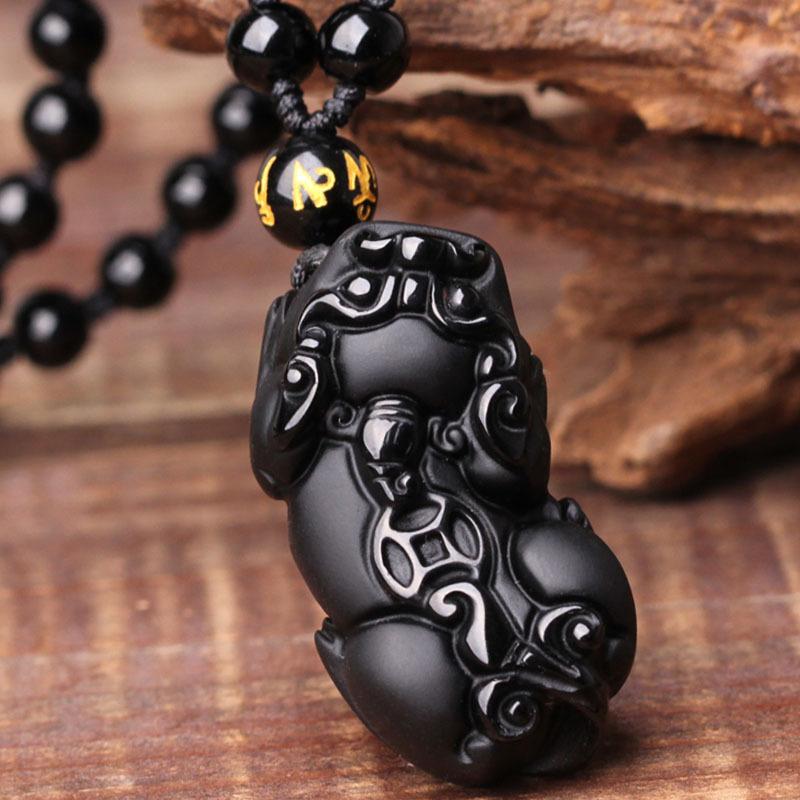 Black Obsidian Pixiu Protection Necklace - Necklace - Inner Wisdom Store