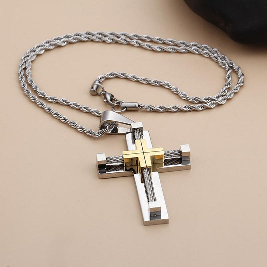 HIM & PROSPER SILVER CROSS NECKLACE