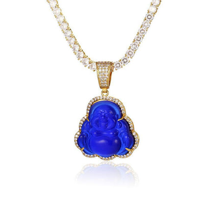 Jade Buddha Pendant Necklace with Tennis Chain