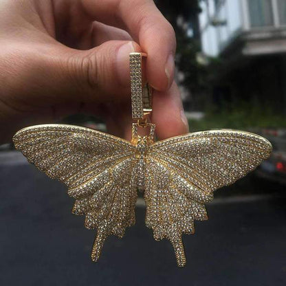 Bling Iced Out Butterfly Necklace-3mm Tennis Chain Necklace For Christmas Gifts