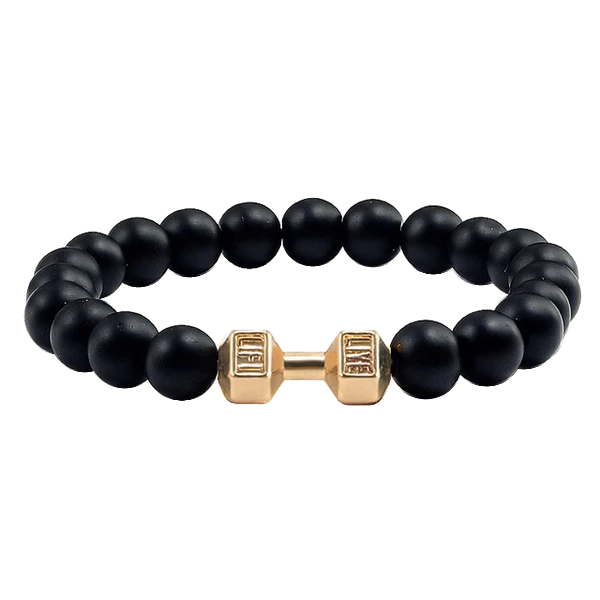 Dumbbell Volcanic Lava Stone Bracelet