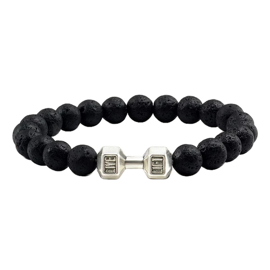 Dumbbell Volcanic Lava Stone Bracelet