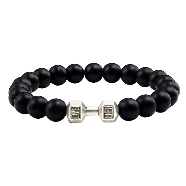 Dumbbell Volcanic Lava Stone Bracelet