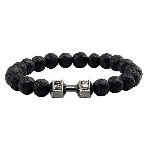 Dumbbell Volcanic Lava Stone Bracelet