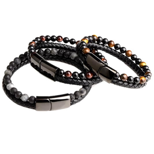 Beaded Natural Stone Bracelet for Men