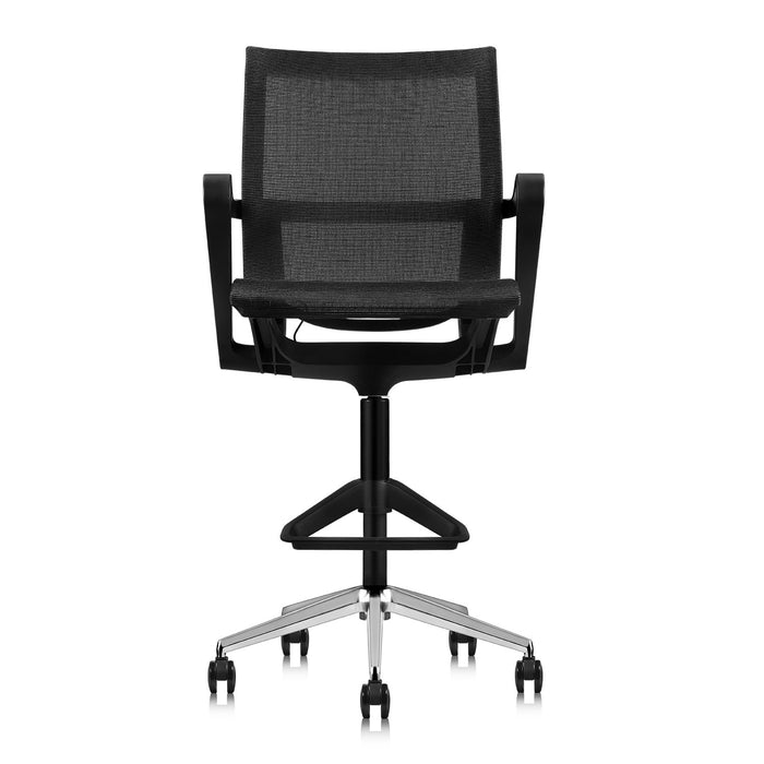 Ergonomic Drafting Chair | with Sports Spine and Foot Carrier | Breathable Mesh Fabric | Black Nylon Frame with Standard Carpet Casters