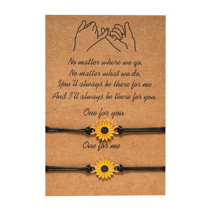 2pcs/set Heart Life Tree Charm Bracelets One for you one for me Black String Braiding Couple Bracelet for Men Women Wish Card