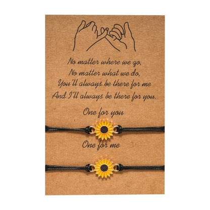 2pcs/set Heart Life Tree Charm Bracelets One for you one for me Black String Braiding Couple Bracelet for Men Women Wish Card