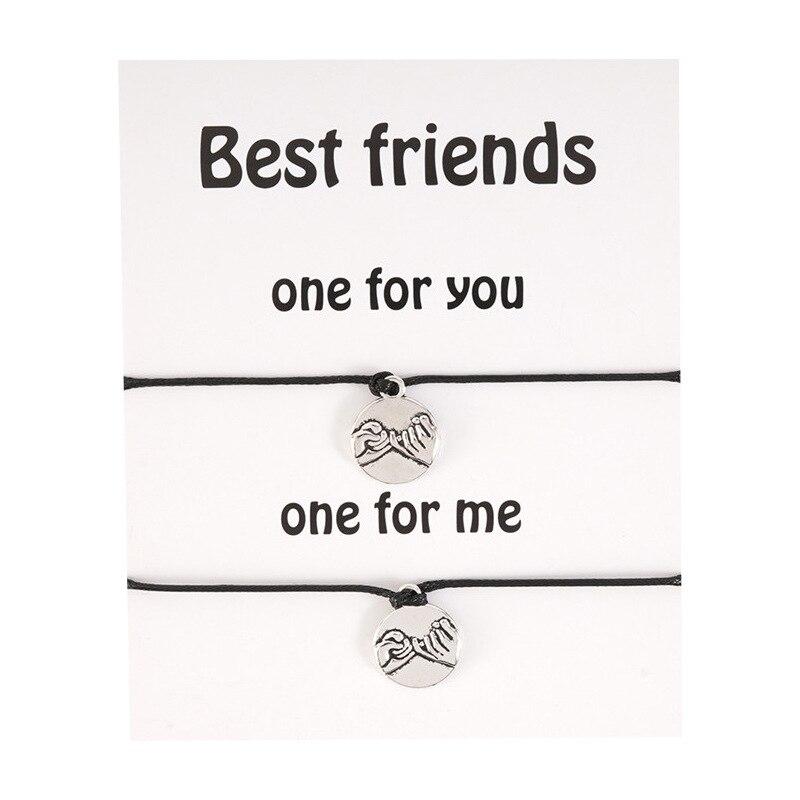 2pcs/set Heart Life Tree Charm Bracelets One for you one for me Black String Braiding Couple Bracelet for Men Women Wish Card