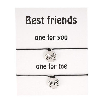 2pcs/set Heart Life Tree Charm Bracelets One for you one for me Black String Braiding Couple Bracelet for Men Women Wish Card