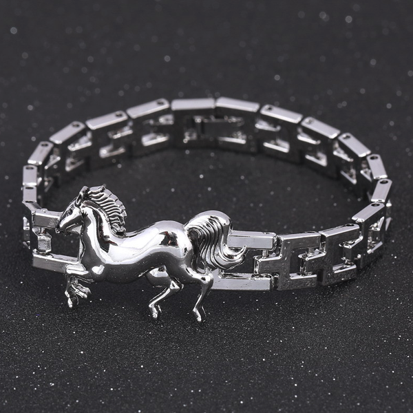 Punk Horse Stainless Steel Charm Bracelet