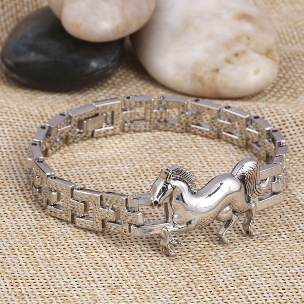 Punk Horse Stainless Steel Charm Bracelet