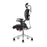 Ergonomically designed office chair with adjustable headrest and inclination limitation device Aluminum frame / base with standard carpet rolls