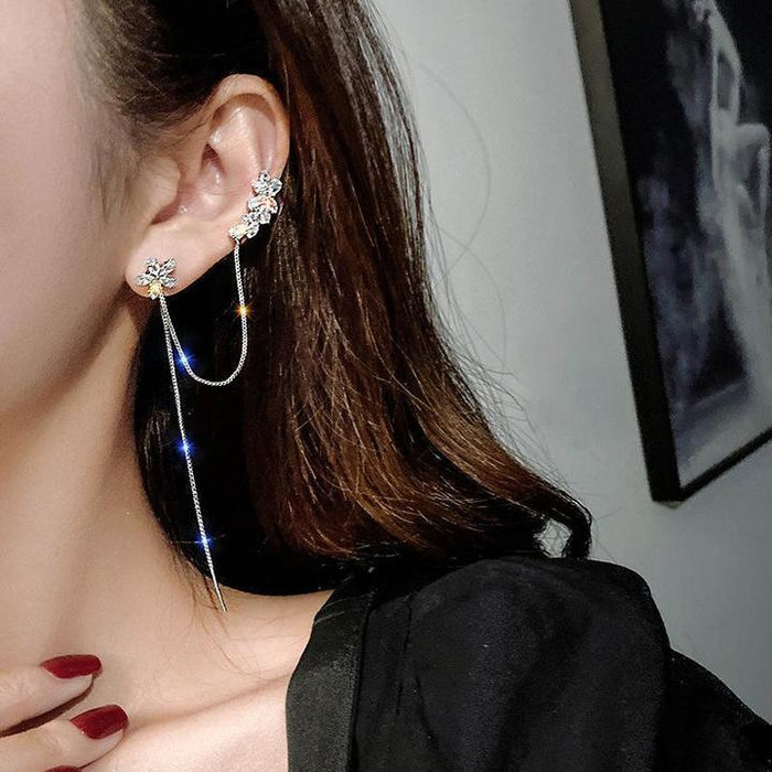 Chain Thread Earrings With Cuff