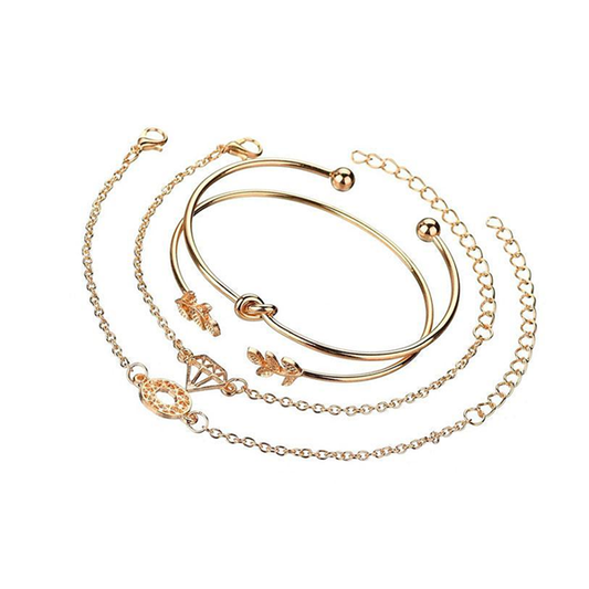 Bohemian Glam Gold Bracelets Stack - 4pcs