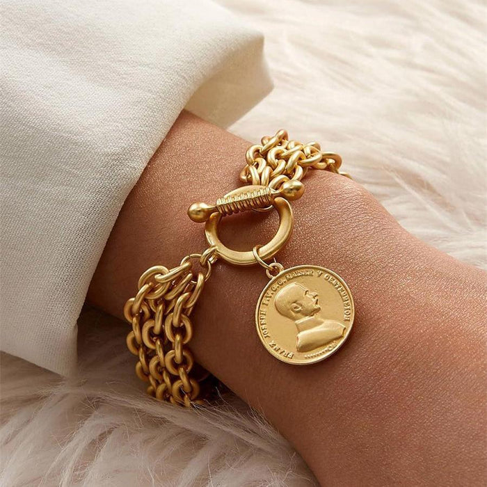 Gold Color Charm Chain Bracelets