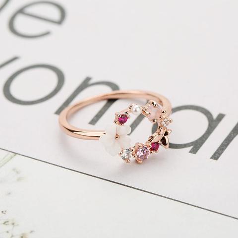 Happy Butterfly & Rose Ring