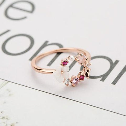 Happy Butterfly & Rose Ring