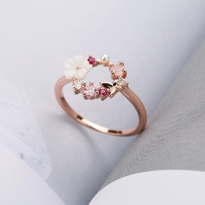Happy Butterfly & Rose Ring