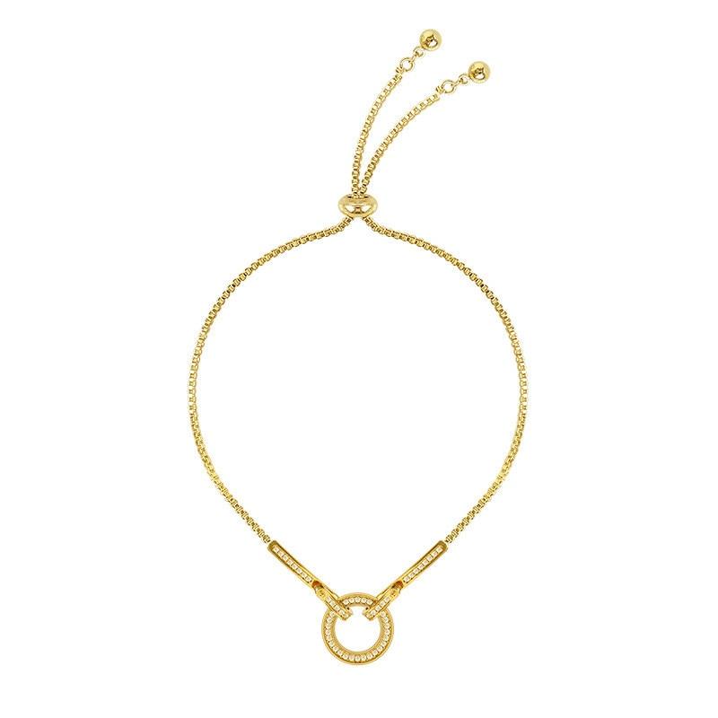 Fashionable Simple AAA Cubic Zirconia Pendant Bracelet for Woman Round Shiny Crystal Korean Bangle Female