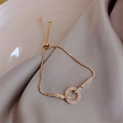 Fashionable Simple AAA Cubic Zirconia Pendant Bracelet for Woman Round Shiny Crystal Korean Bangle Female