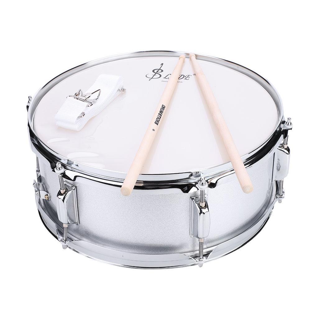 Stainless Steel Snare Drum PVC Drumhead Kit with Bag Stick Shoulder Strap Mute