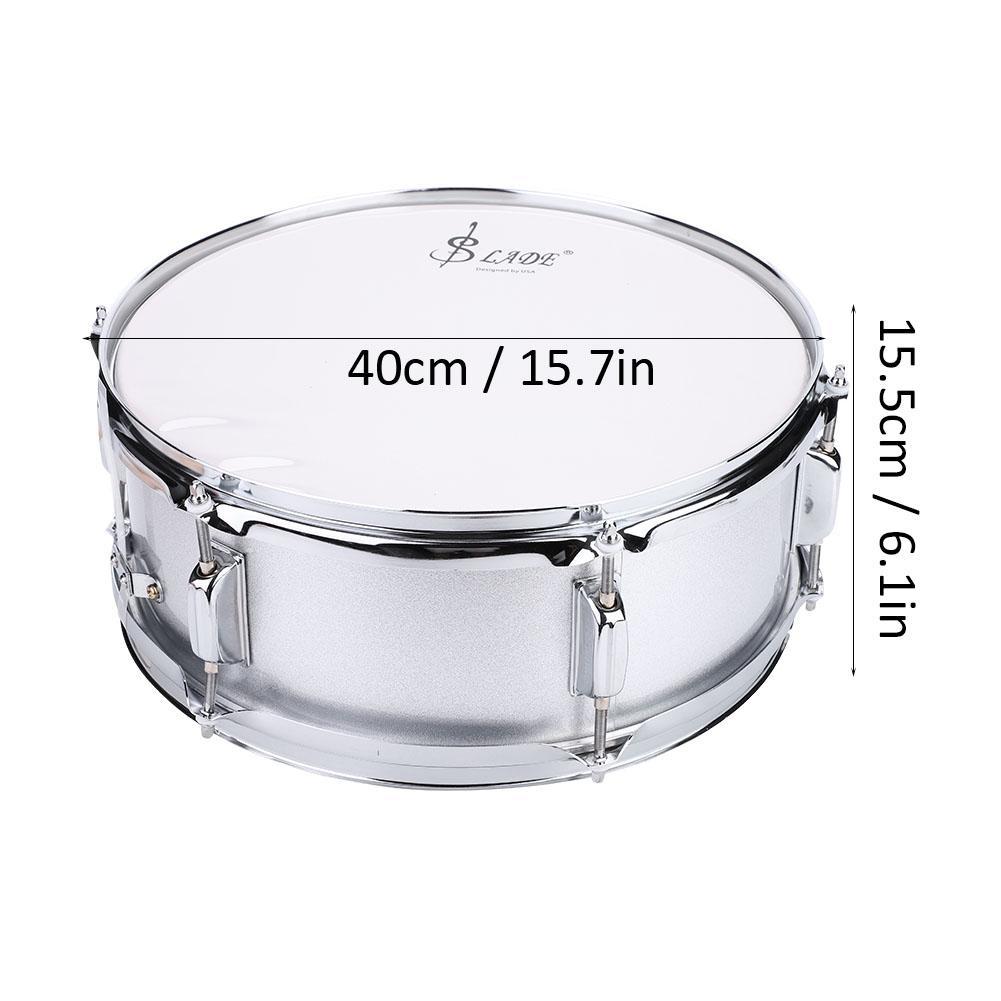 Stainless Steel Snare Drum PVC Drumhead Kit with Bag Stick Shoulder Strap Mute