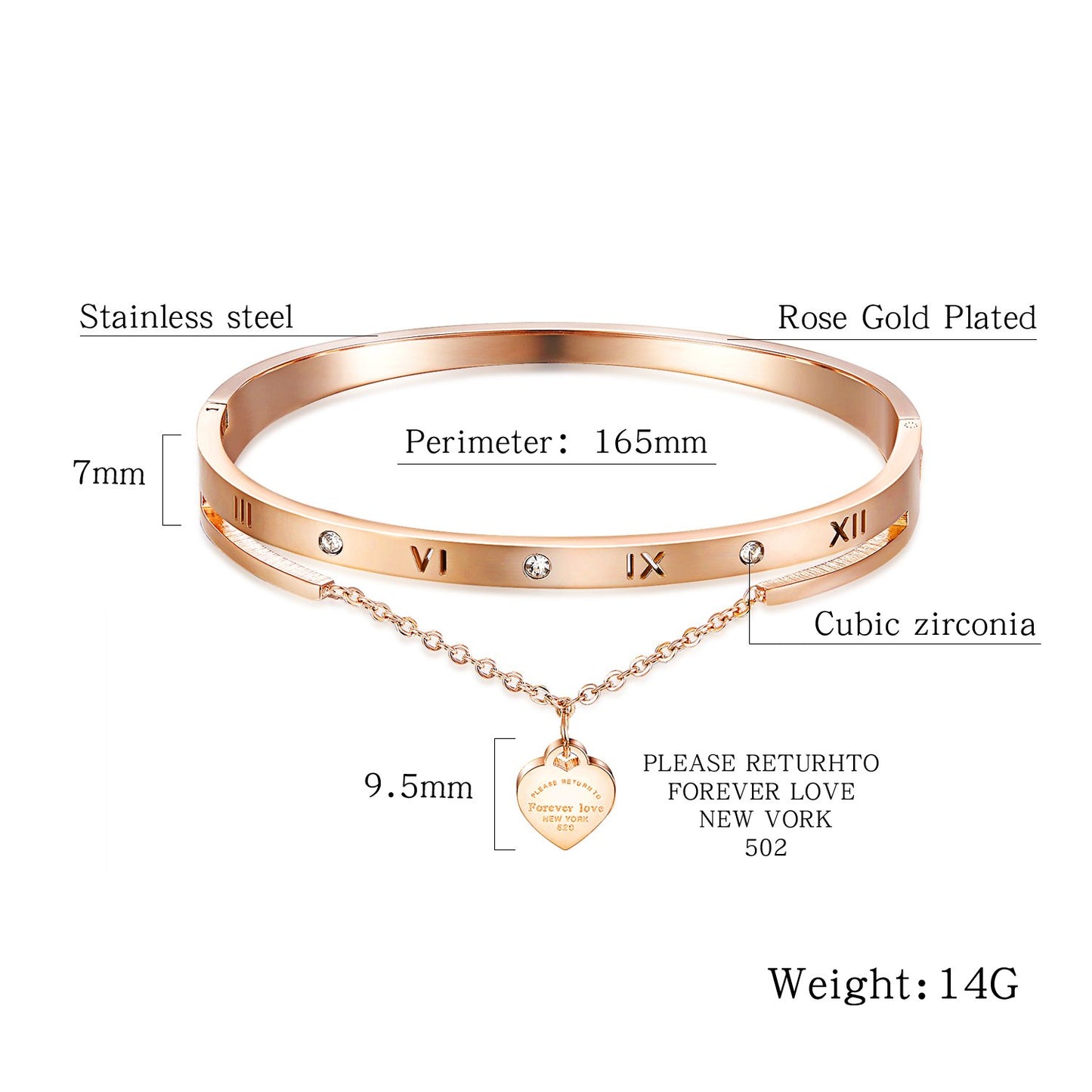 Simple Roman Numerals Fringe Love Heart Temperament All-match Bracelet Lady Bracelet