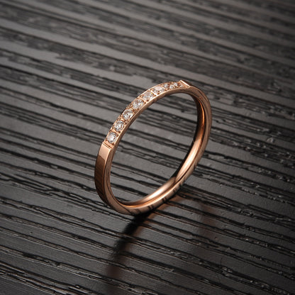 Zircon titanium steel ring