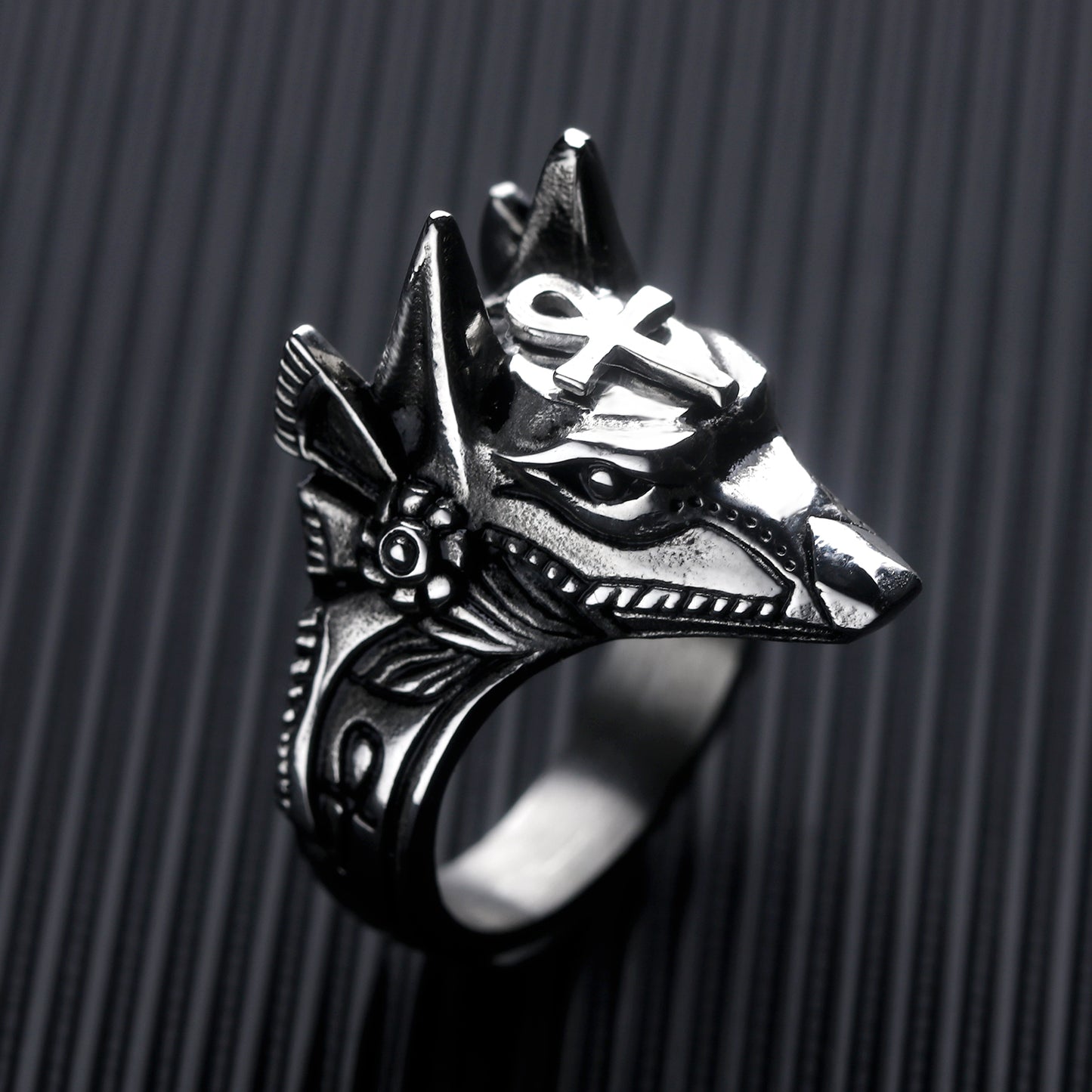 Vintage Anubis God Ancient Egyptian Jackal Head Ring